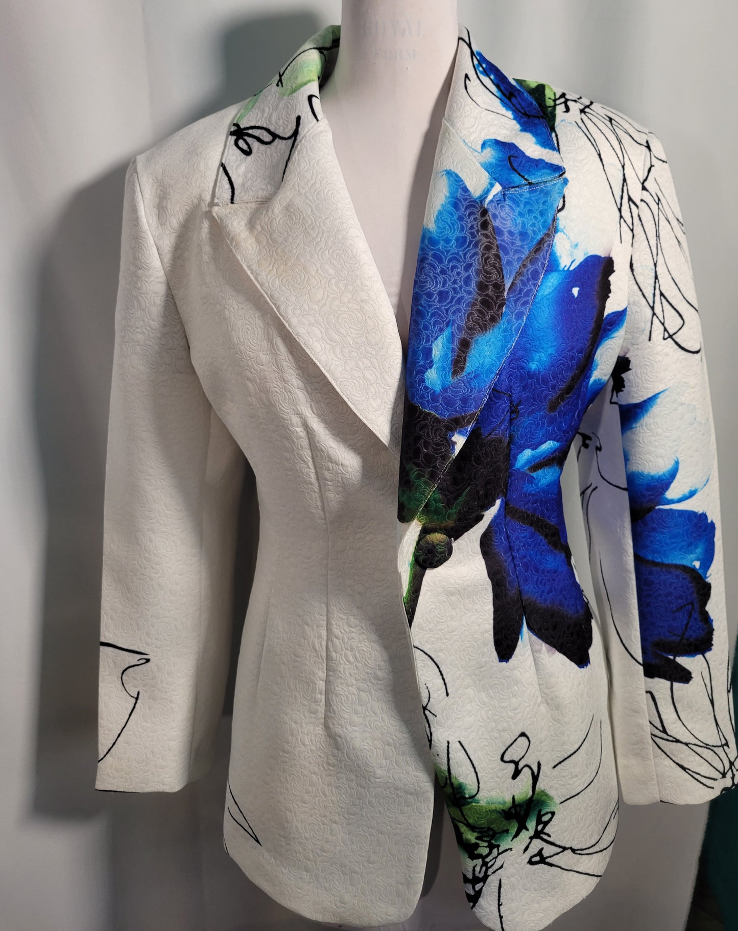 Blue Floral Jacquard Blazer